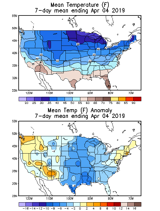 Mean Temperature (F) 7-Day Mean ending Apr 04, 2019